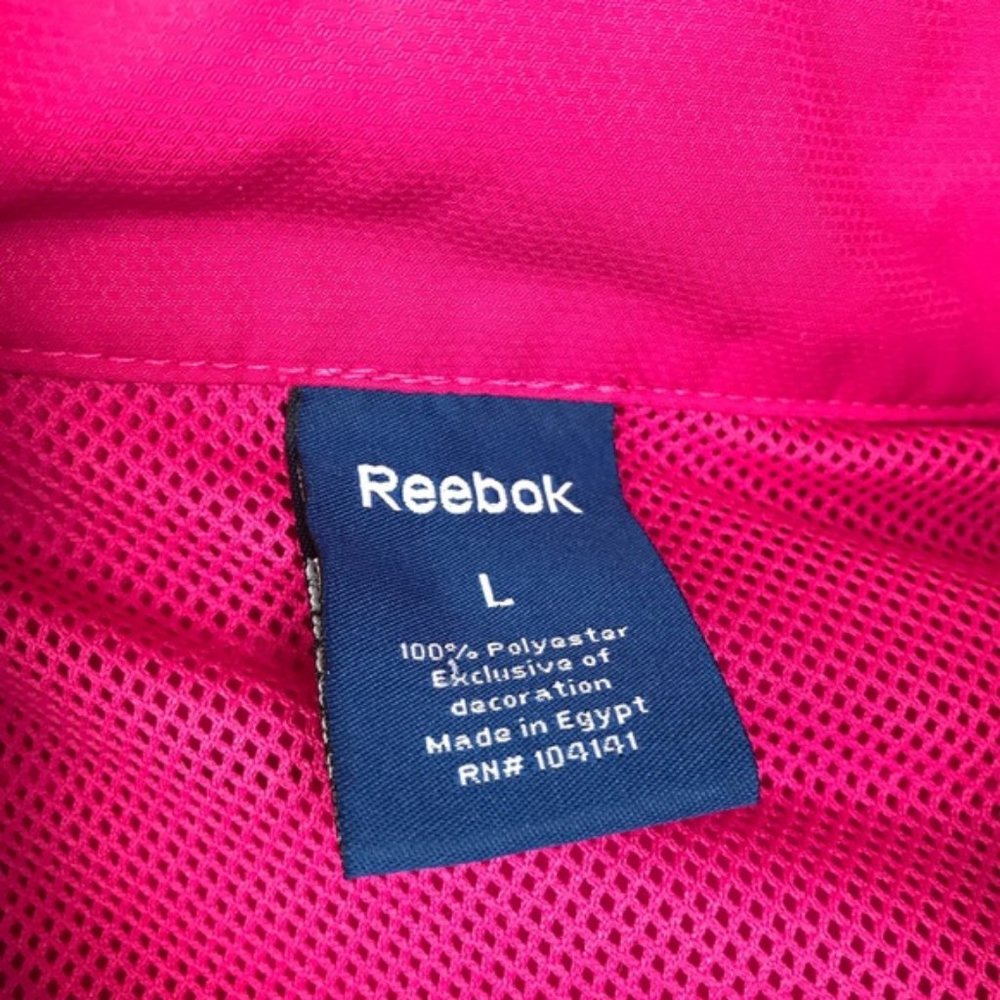 Reebok Windbreaker Rain Jacket Large Pink White - Picture 7 of 8